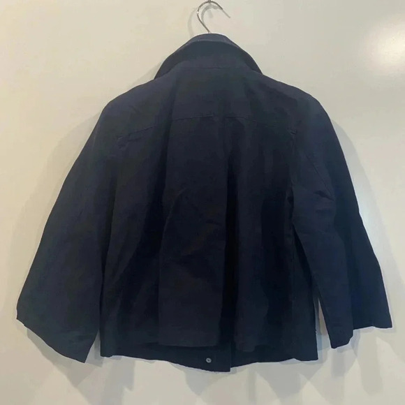 Chaps Navy Blue Cotton Cargo Jacket Full Zip Drawstring Snaps Womens Size Large - Picture 2 of 3
